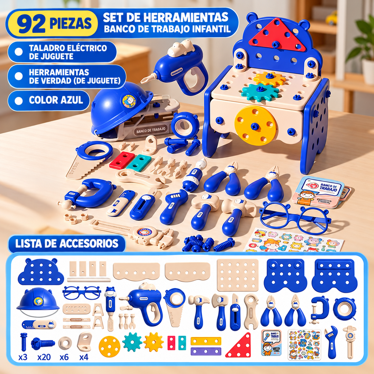 Banco de Herramientas Infantil - 92 Piezas