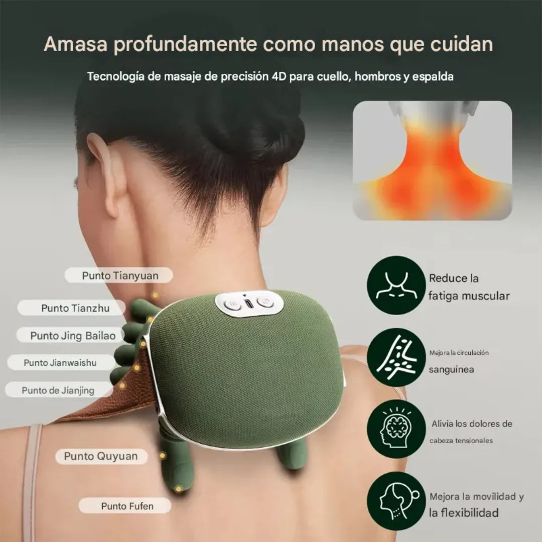 Adiós tensión del cuello: masaje profundo + calor inteligente