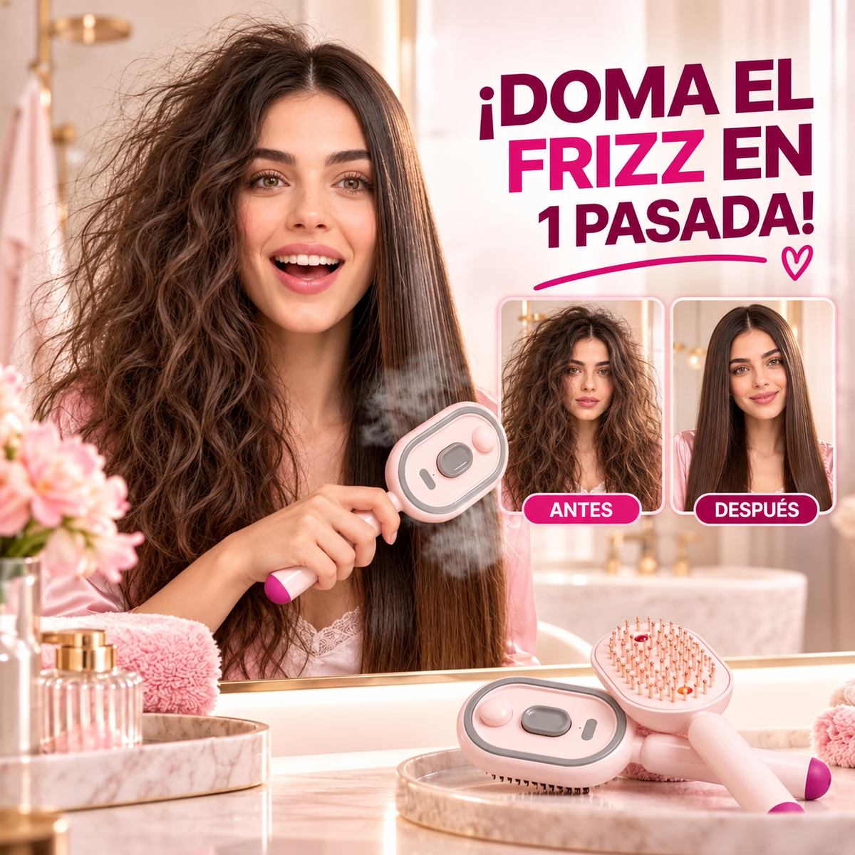 Cepillo Desenredante de vapor frio Antifrizz