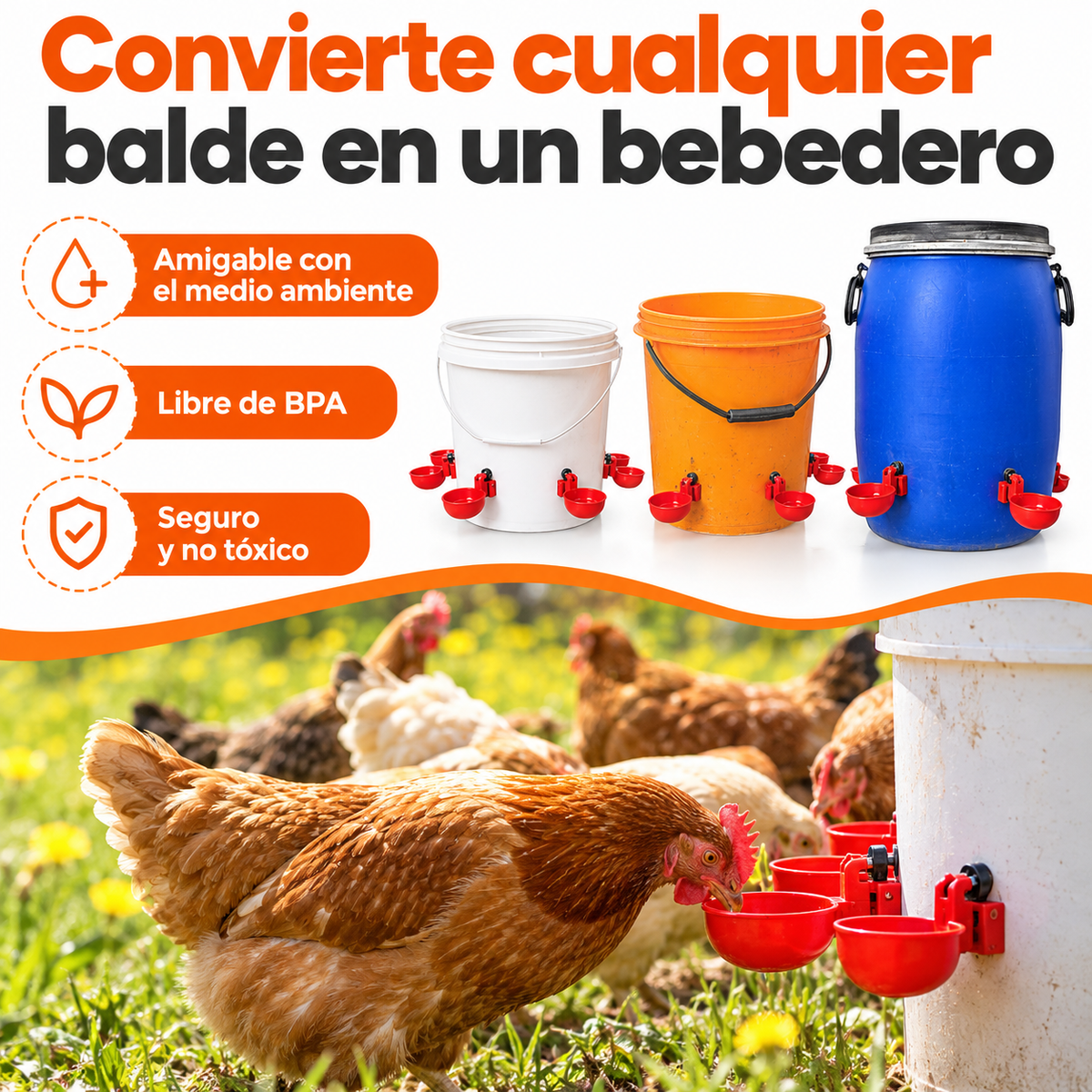 Kit de Bebederos x5 - Sistema  de Relleno Automático