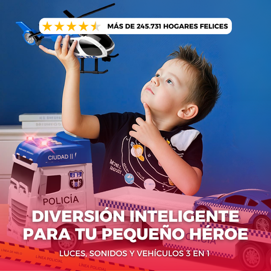 Camión + Helicóptero + carro policial: El Set Ideal de Juego
