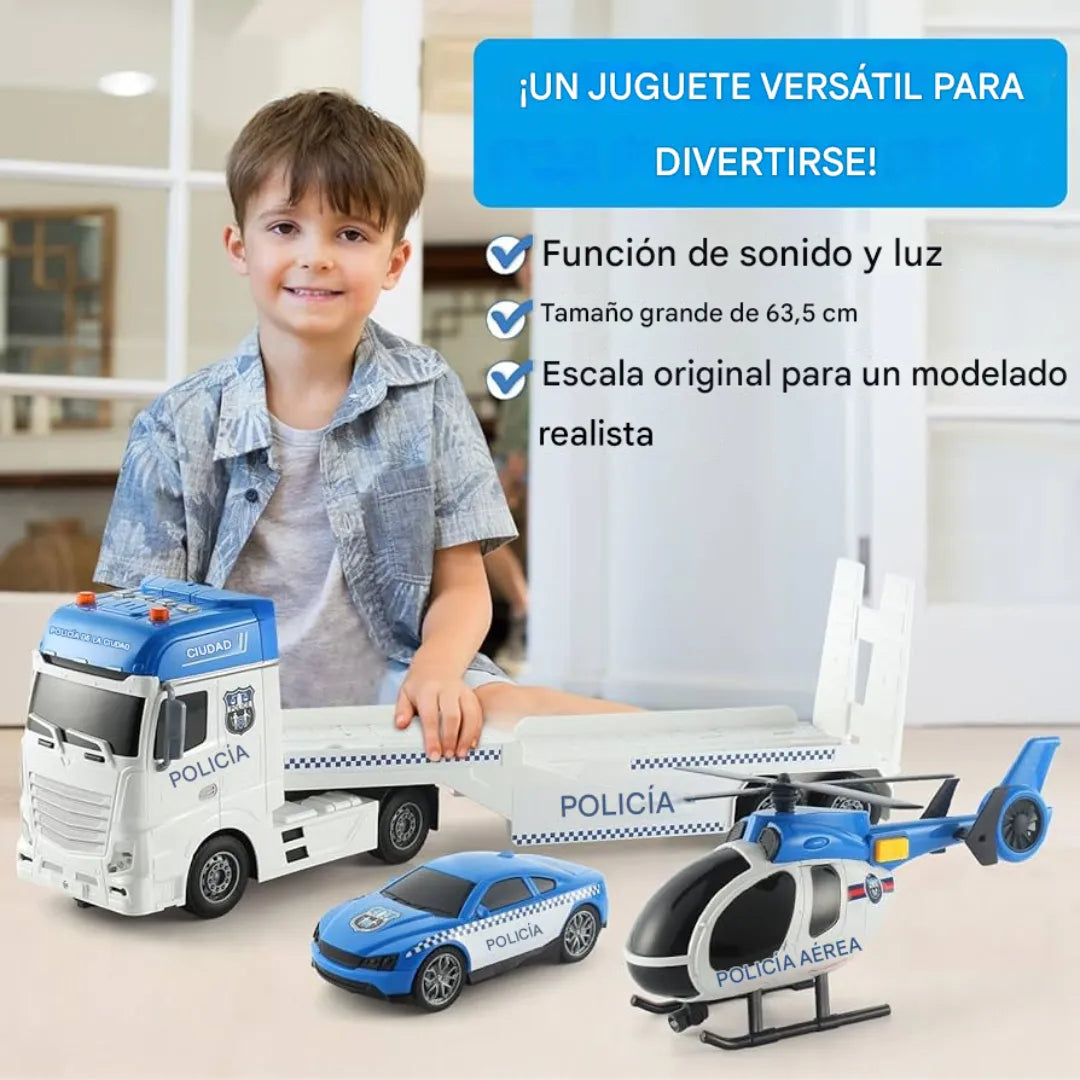 Camión + Helicóptero + carro policial: El Set Ideal de Juego