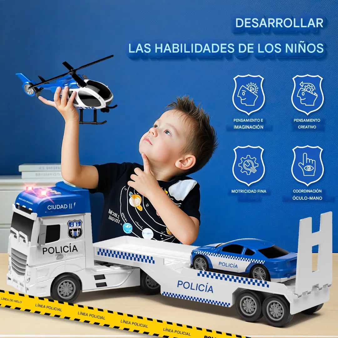 Camión + Helicóptero + carro policial: El Set Ideal de Juego