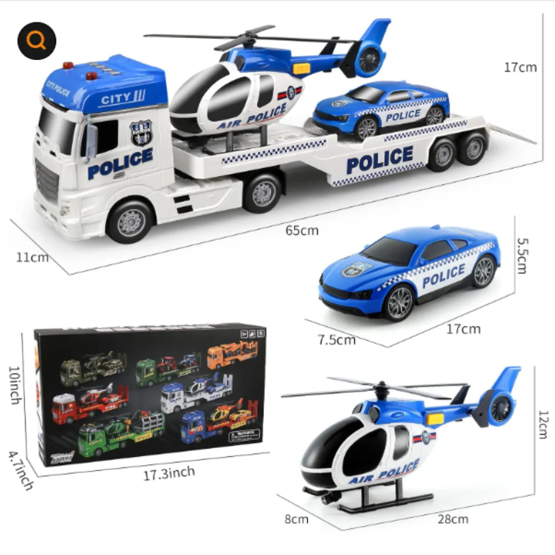 Camión + Helicóptero + carro policial: El Set Ideal de Juego