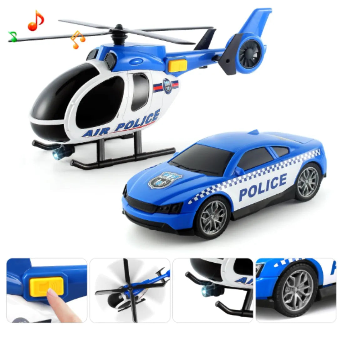 Camión + Helicóptero + carro policial: El Set Ideal de Juego