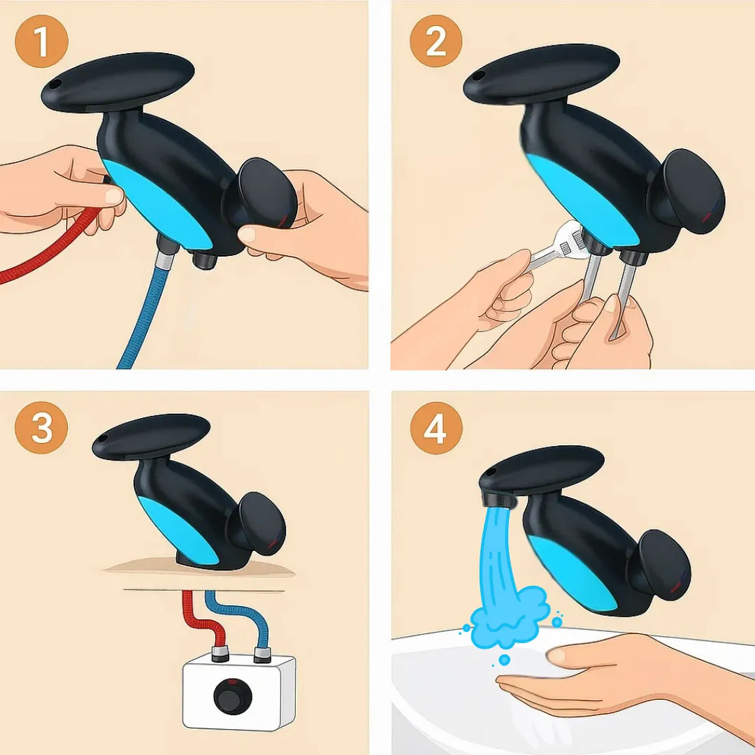Grifo 4 en 1 multifuncional, grifo de agua caliente y fría con luz led