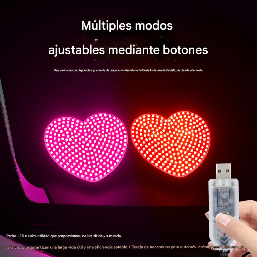 Corazón LED para Carro: tu estilo brilla de noche