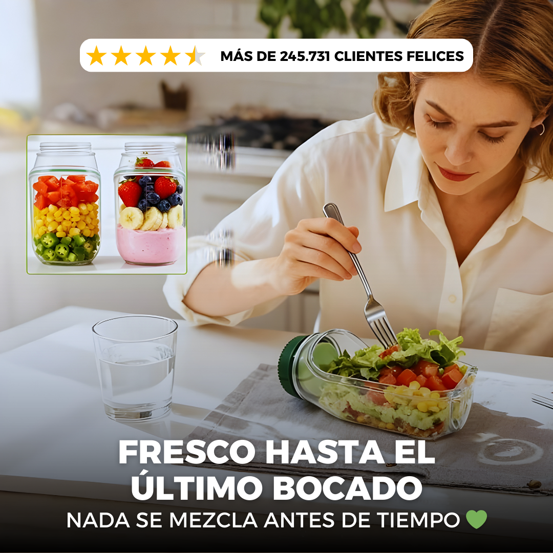 FRASCO PARA ENSALADAS: PREPARA, CONSERVA Y DISFRUTA EN MINUTOS