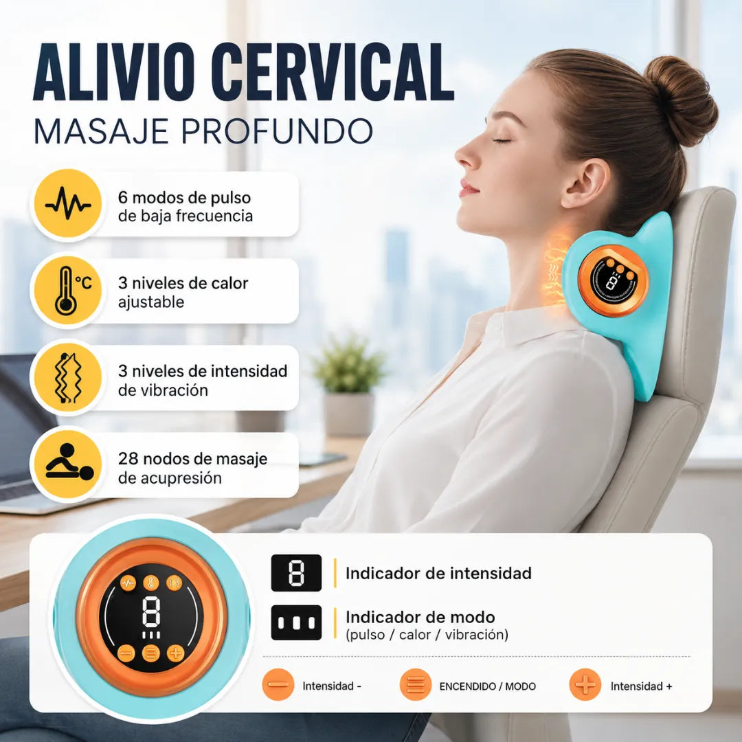 Masajeador Cervical 3 en 1: Relájate y baja la tensión