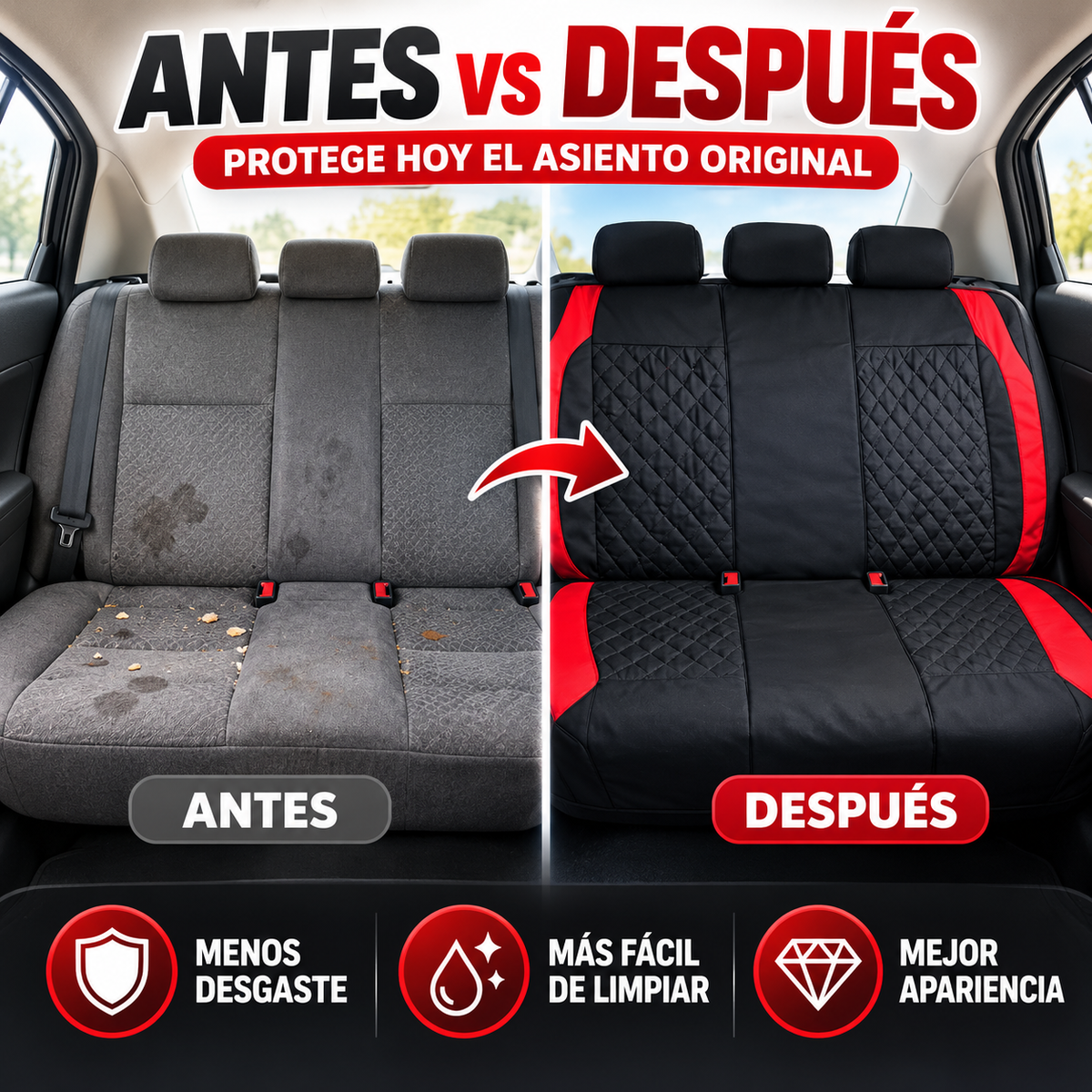 SET X 5 FORROS DE AUTO: PROTEGE TUS ASIENTOS DEL CAOS DIARIO