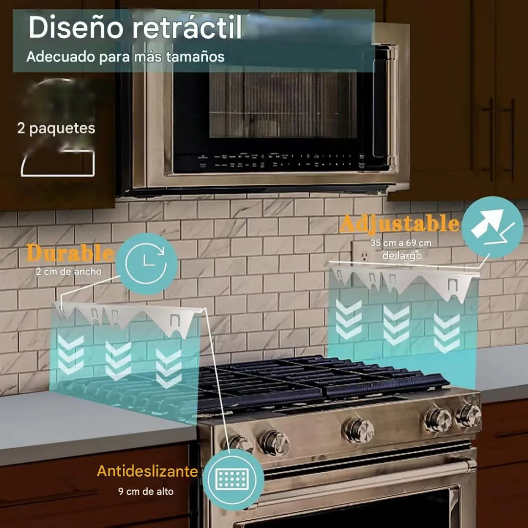 2 Cubiertas de acero: Evita derrames entre la estufa y el mesón