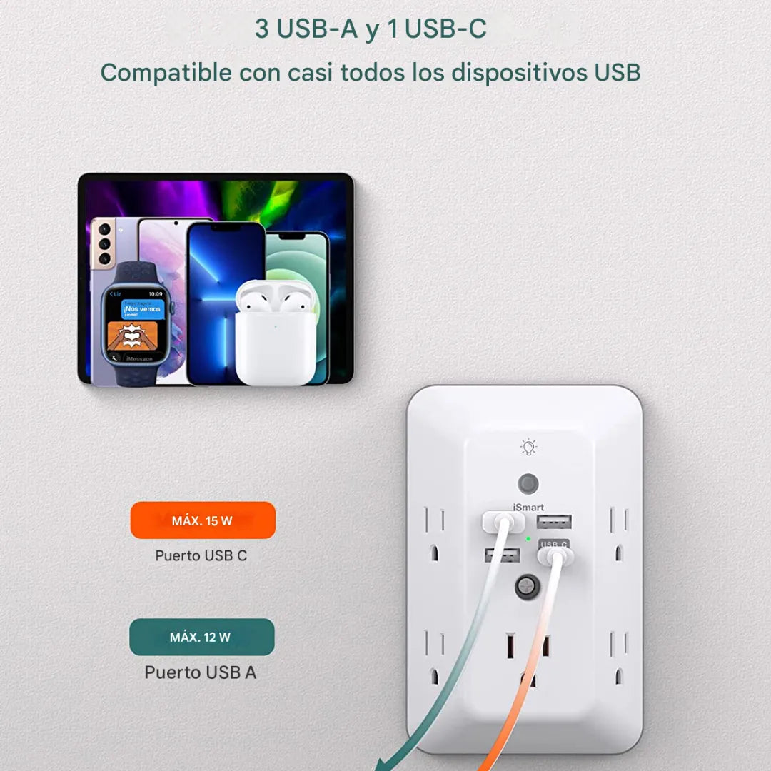 Enchufe inteligente con luz nocturna: Ordena tu espacio en segundos