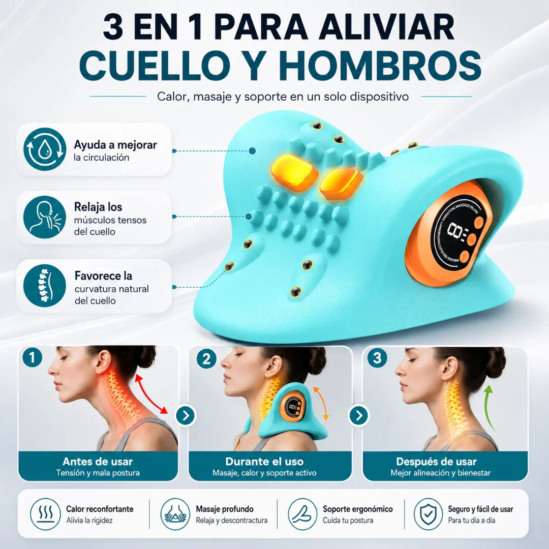 Masajeador Cervical 3 en 1: Relájate y baja la tensión