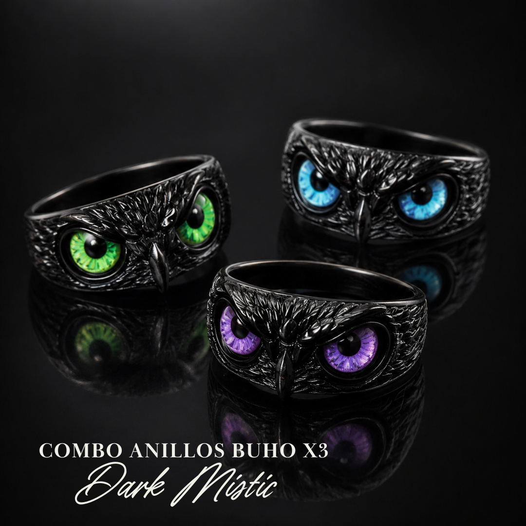 SET X3 ANILLOS LLEVA CONTIGO EL PODER DEL BÚHO