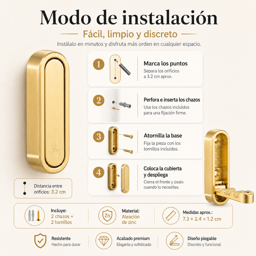 SETX 5 PERCHEROS: Organiza tu hogar con estilo dorado y cero desorden