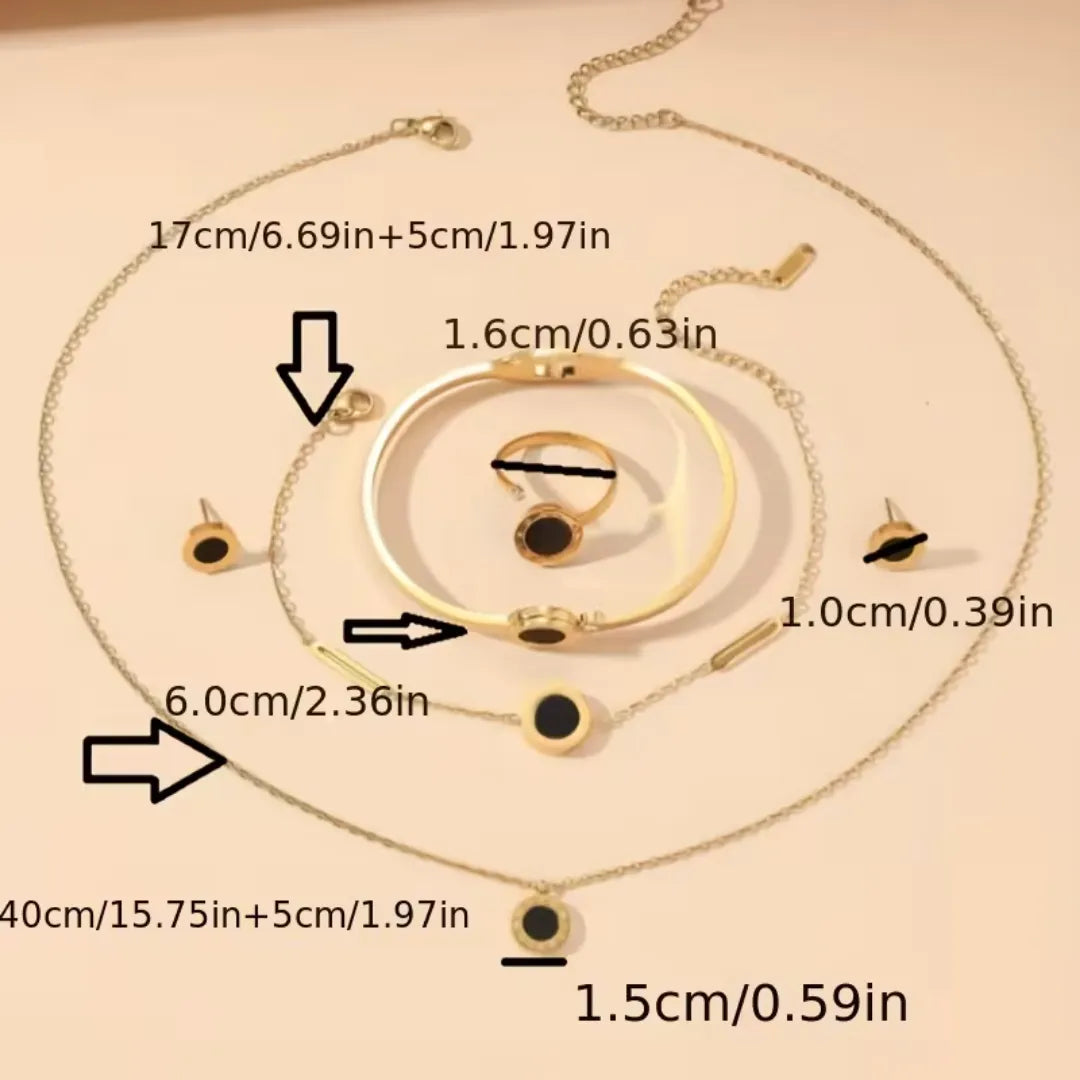 JUEGO DE JOYERIA 18 K DORADO CON NUMEROS ROMANOS