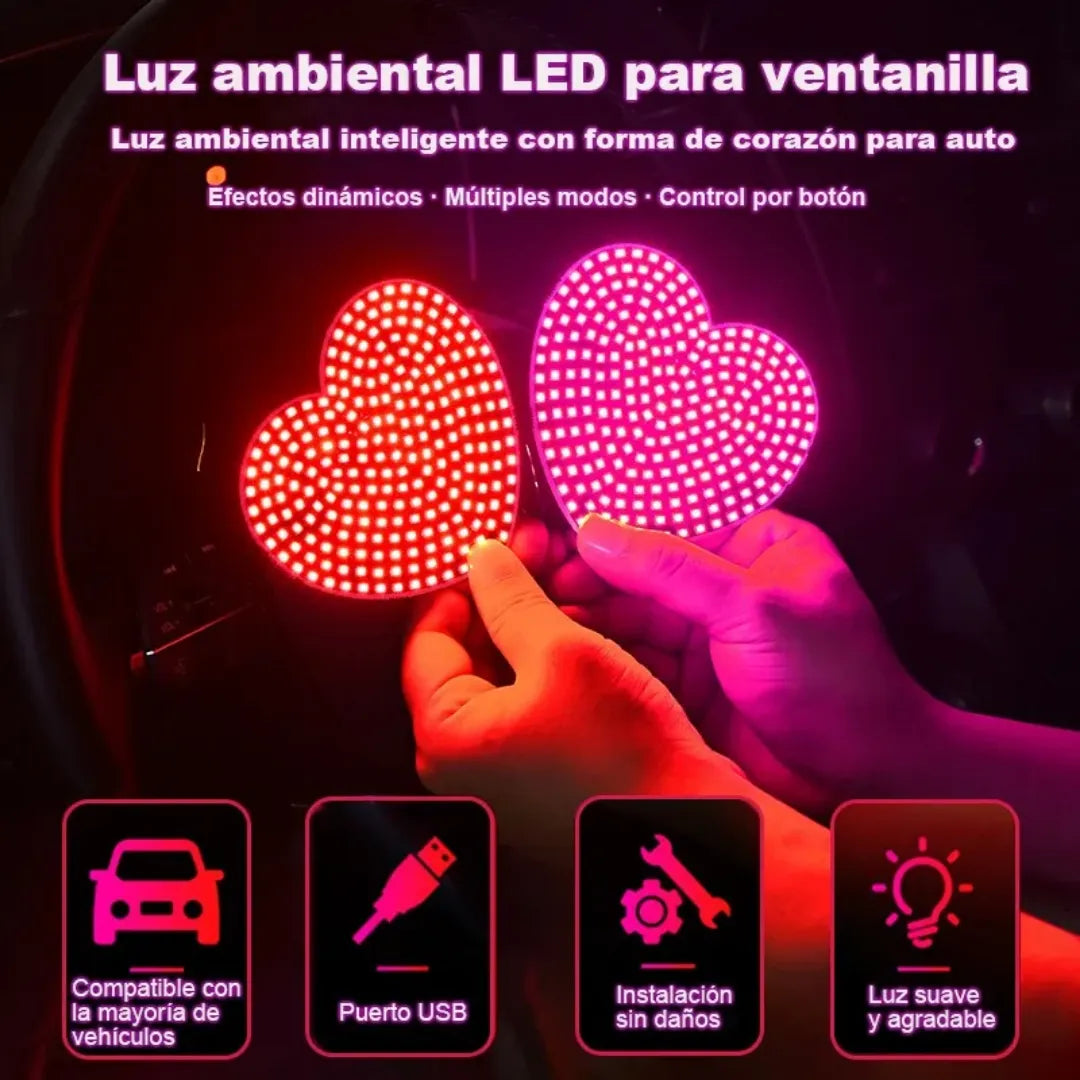 Corazón LED para Carro: tu estilo brilla de noche