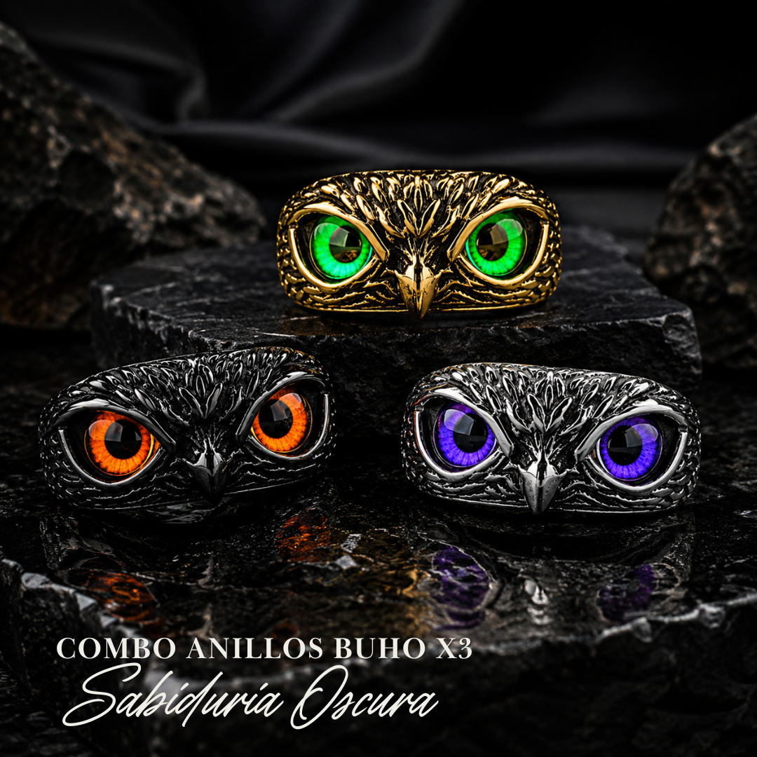 SET X3 ANILLOS LLEVA CONTIGO EL PODER DEL BÚHO