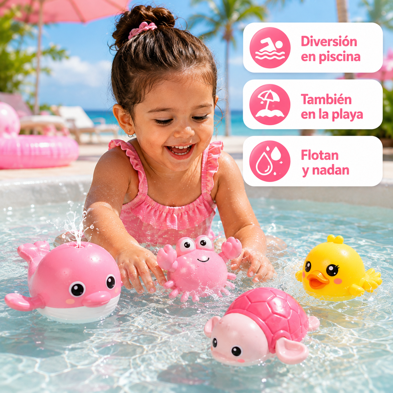 KIT X 4 JUGUETES DE BAÑO PARA TU PEQUEÑA