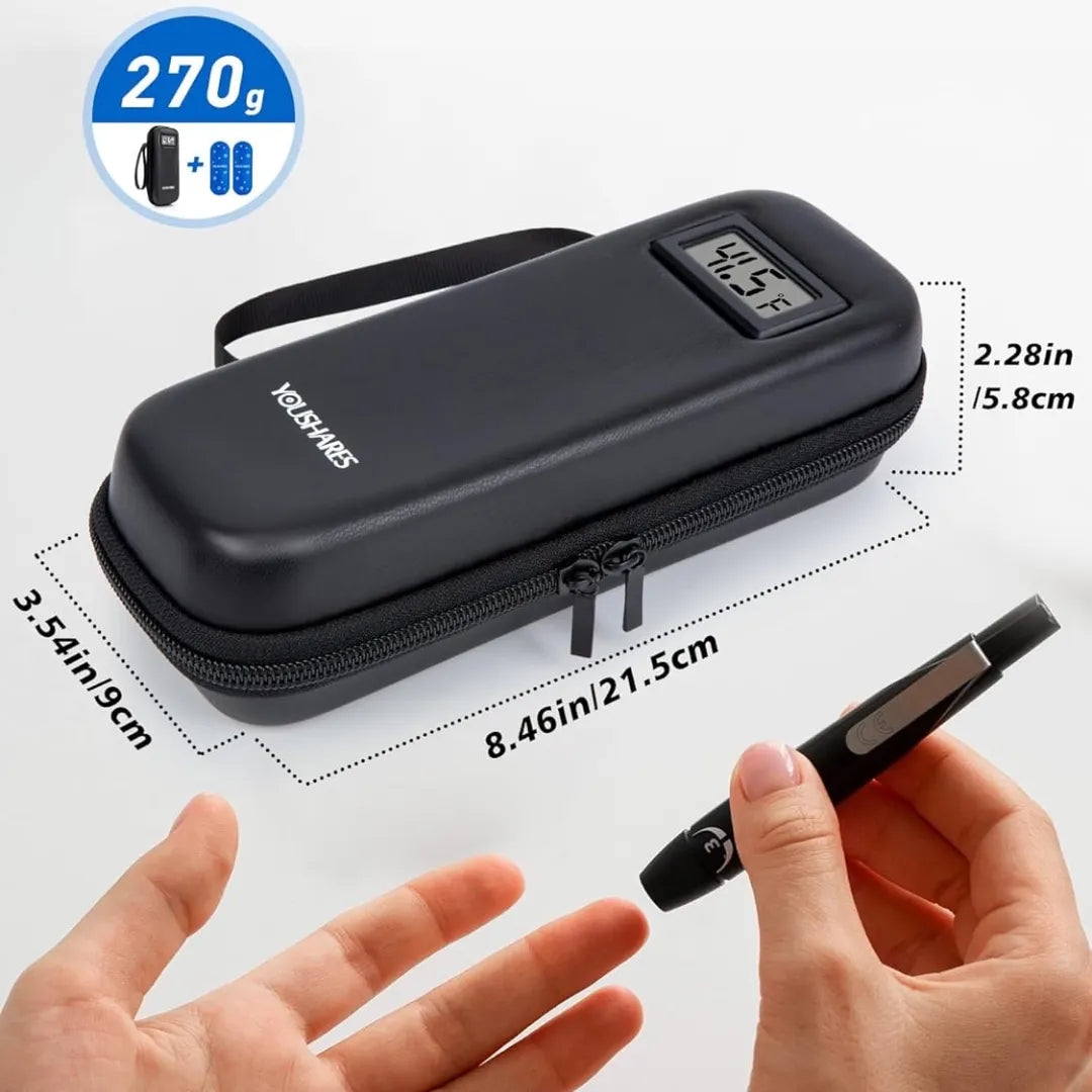 Estuche de Viaje para Insulina con Termómetro y Pantalla de Temperatura, Aprobado por TSA, Organizador de Medicamentos Diabéticos con 2 Bolsas