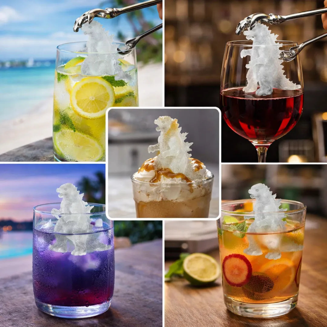 BEBIDAS CON ESTILO GODZILLA Y PINZAS PARA SERVIR