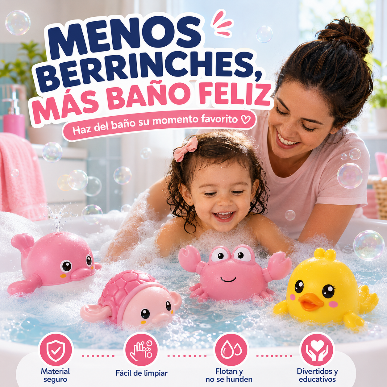 KIT X 4 JUGUETES DE BAÑO PARA TU PEQUEÑA
