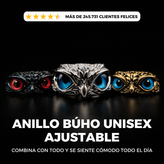 ANILLO AJUSTABLE DE BÚHO QUE BRILLA EN LA OSCURIDAD