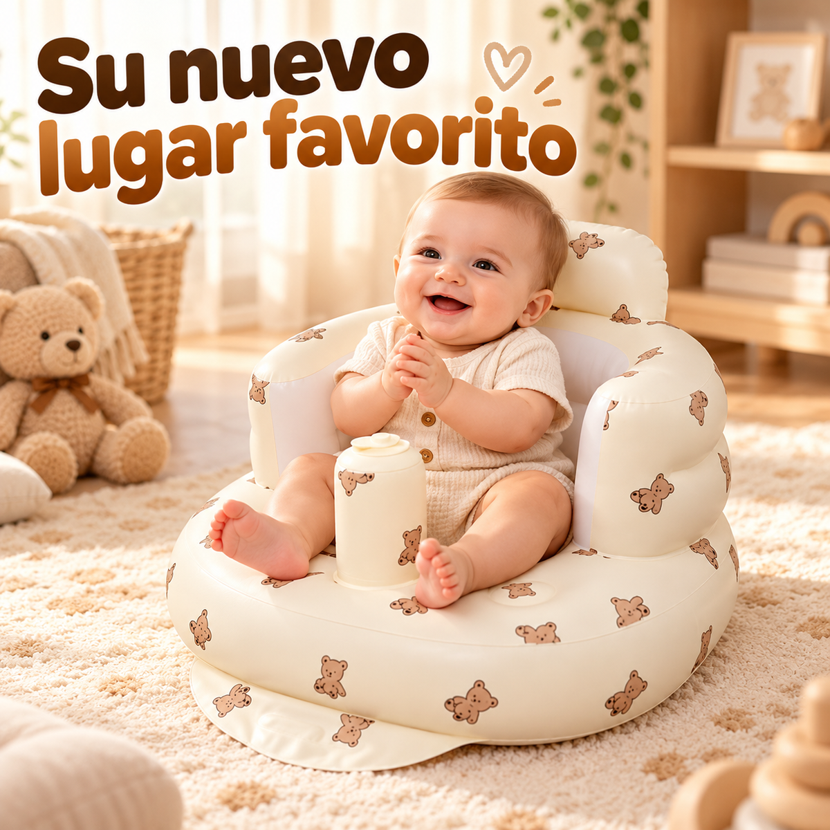 Asiento Inflable de Bebé Antivuelco + Sistema de aire