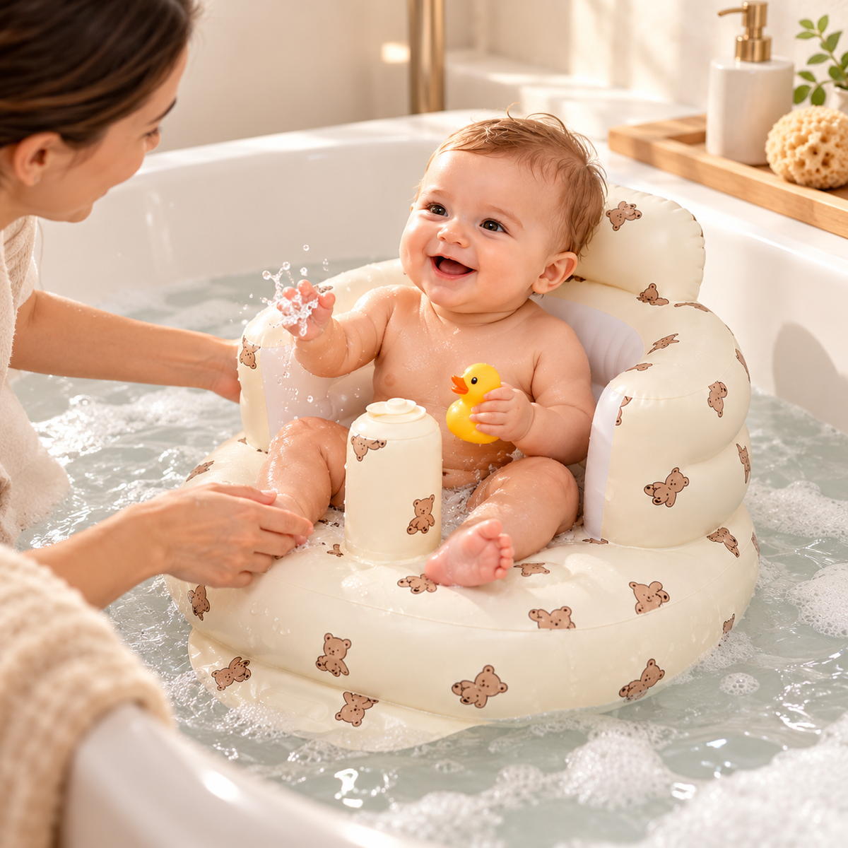 Asiento Inflable de Bebé Antivuelco + Sistema de aire