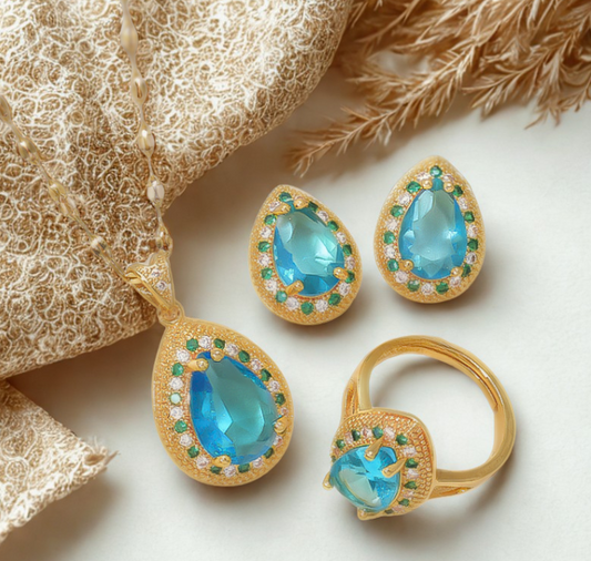 Set de Joyería de Lujo azul zafiro