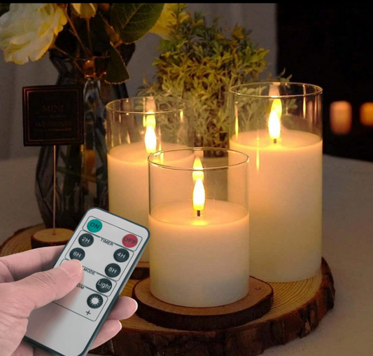 Velas de cristal con mecha led