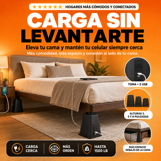 ELEVADORES DE CAMA CON TOMA CORRIENTE Y USB