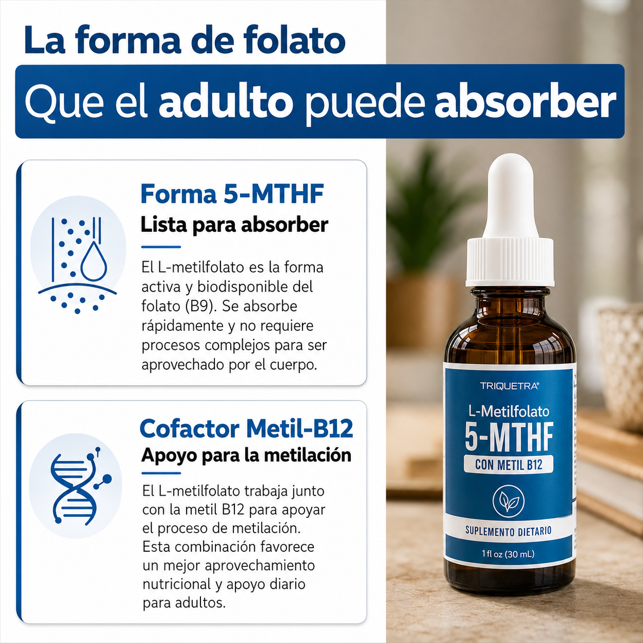 L-Methyl Folate - El único sublingual con ácido fólico de absorción inmediata