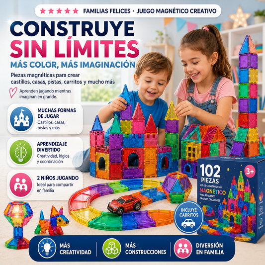 102 PIEZAS MAGNETICAS: Construye, imagina y aprende infinitamente