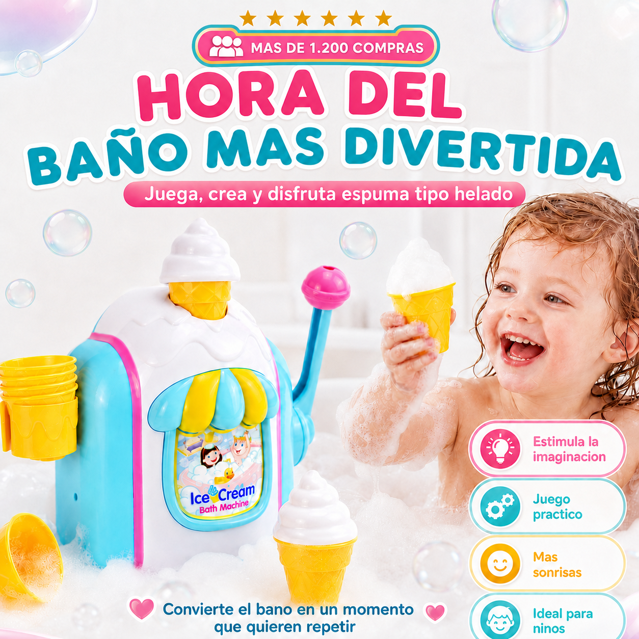 MÁQUINA DE HELADOS DE ESPUMA: CONVIERTE SU BAÑO EN UNA HELADERÍA