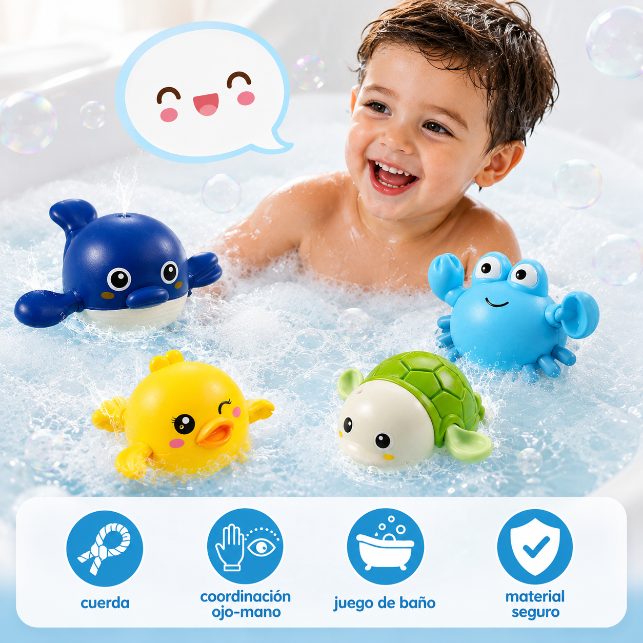 KIT X4 JUGUETES DE BAÑO: MÁS JUEGO, MENOS CARRERAS
