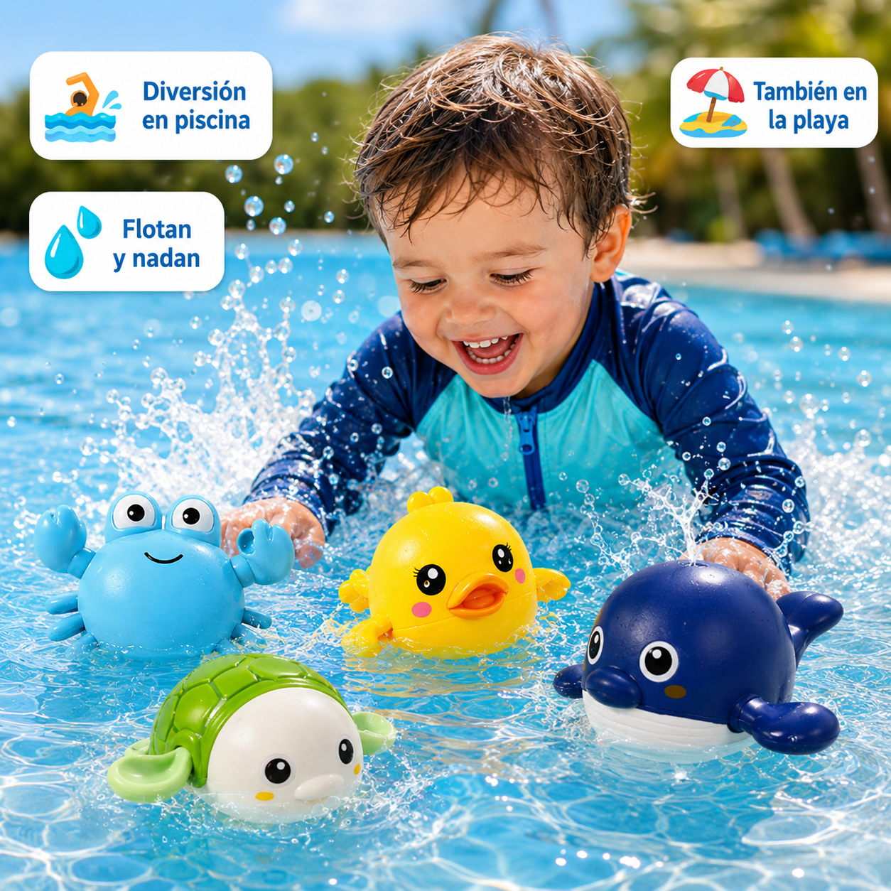 KIT X4 JUGUETES DE BAÑO: MÁS JUEGO, MENOS CARRERAS