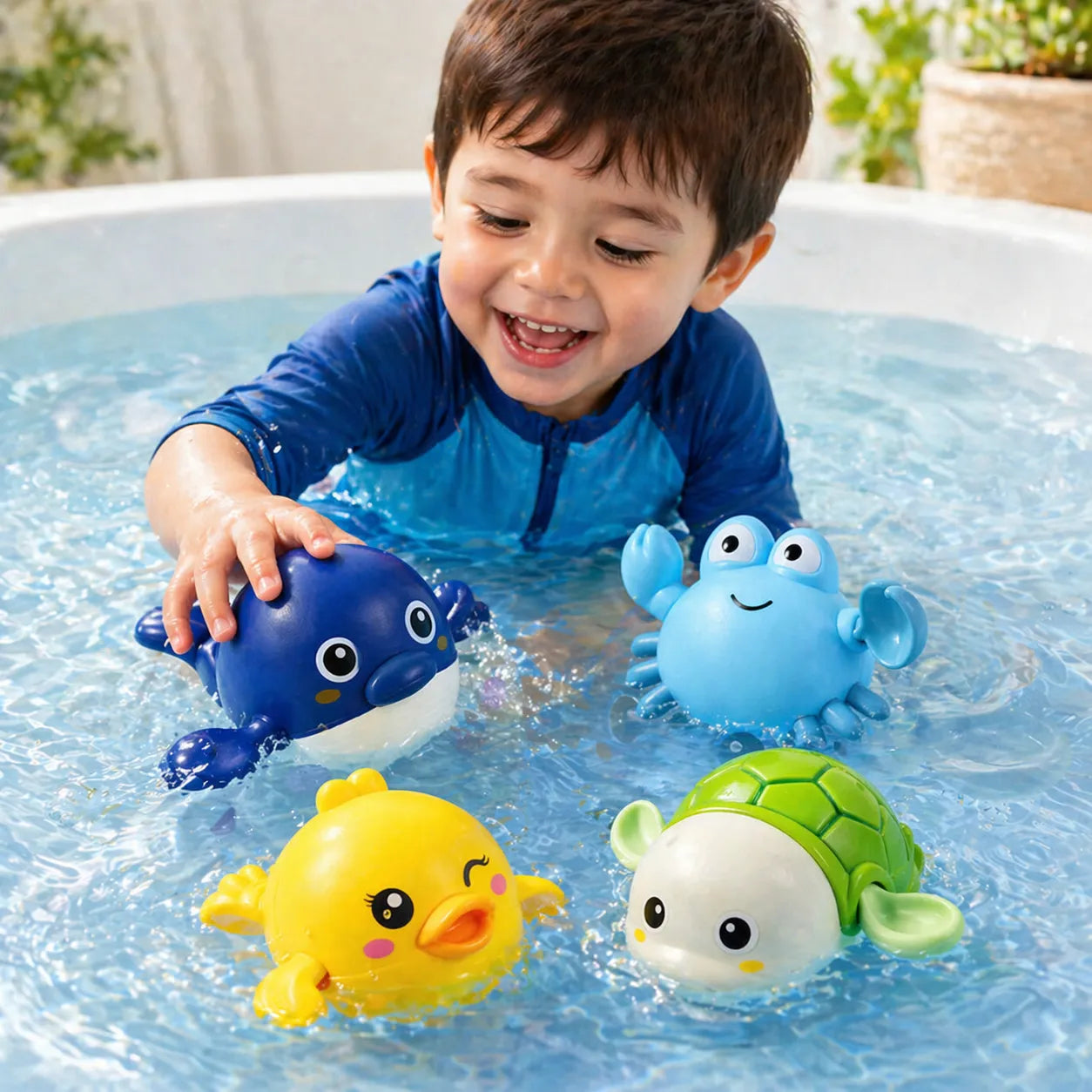 SET X 4 Amiguitos acuáticos para niños que aman jugar