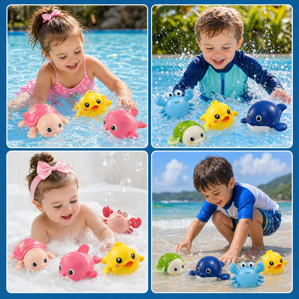 SET X 4 Amiguitos acuáticos para niños que aman jugar