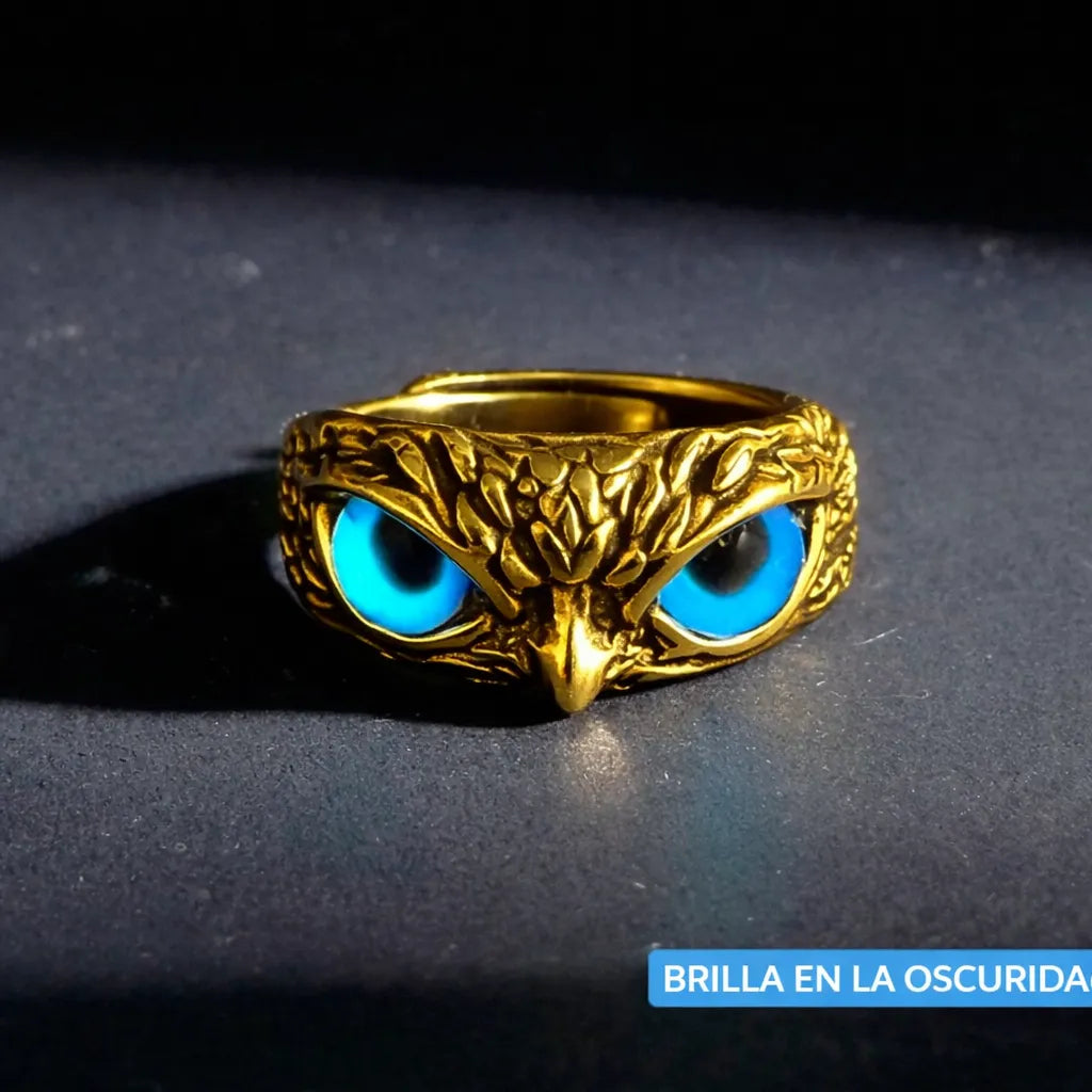 ANILLO AJUSTABLE DE BÚHO QUE BRILLA EN LA OSCURIDAD