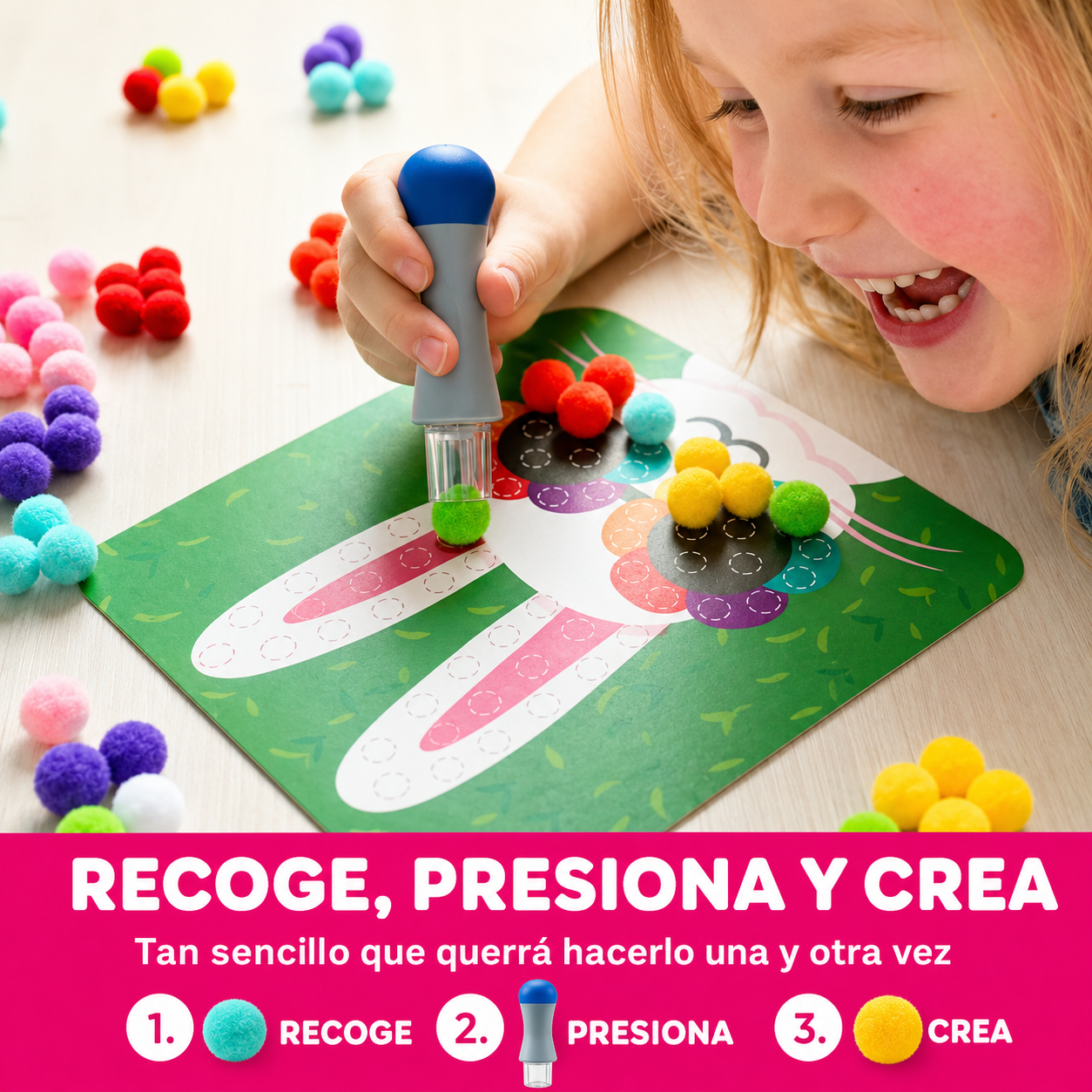 Kit de pompones | ¡Crea animales mágicos en 3D con pompones esponjosos