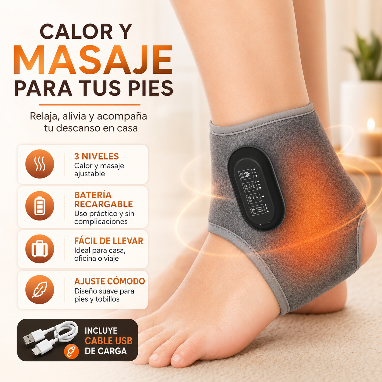 MASAJEADOR DE PIES CON CALEFACCIÓN