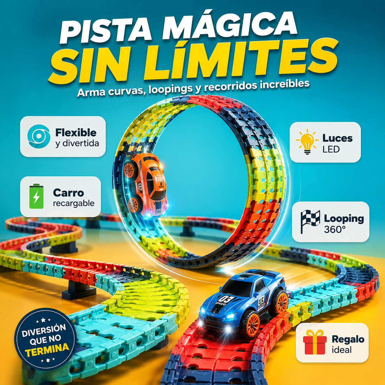 PISTA DE RIELES CON 92 PIEZAS