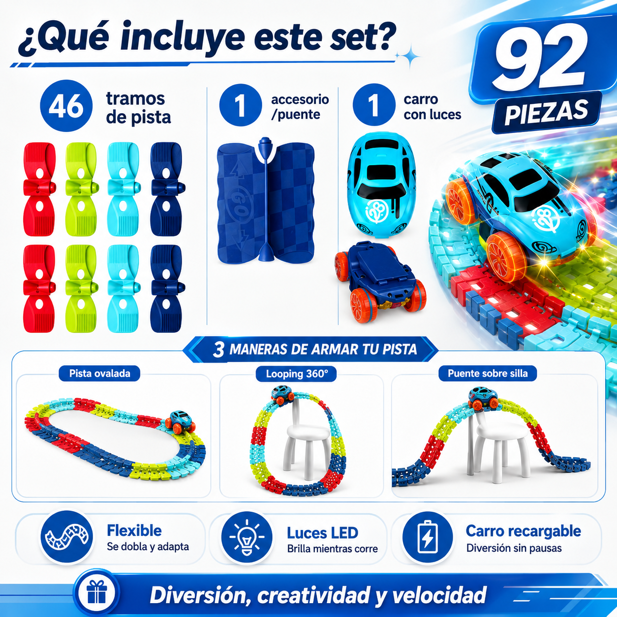 PISTA DE RIELES CON 92 PIEZAS