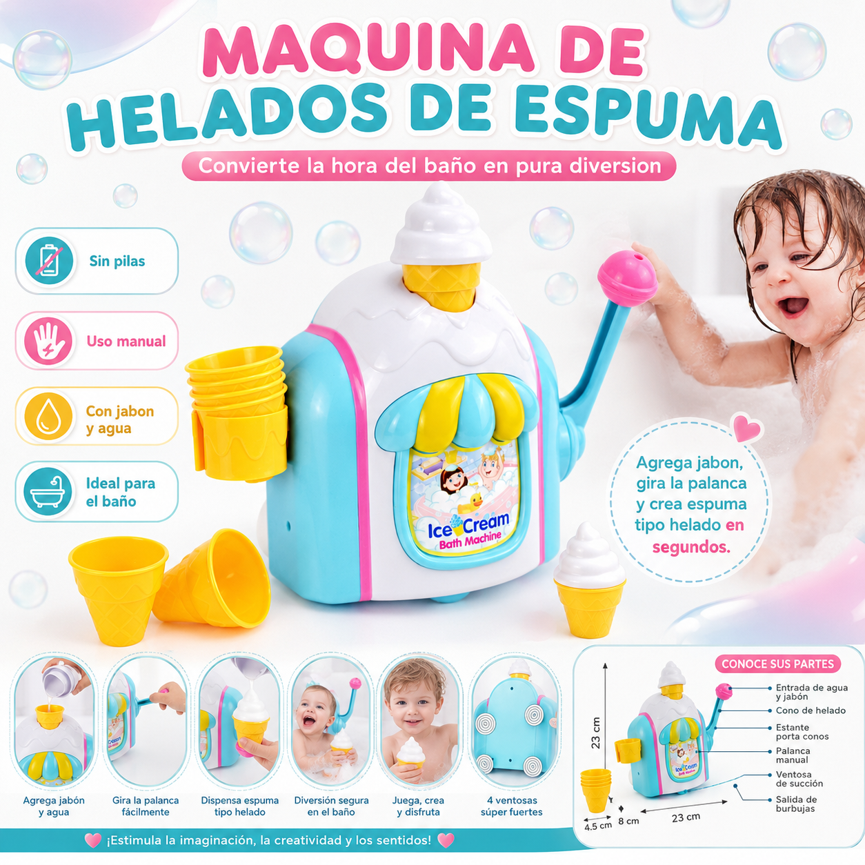 MÁQUINA DE HELADOS DE ESPUMA: CONVIERTE SU BAÑO EN UNA HELADERÍA