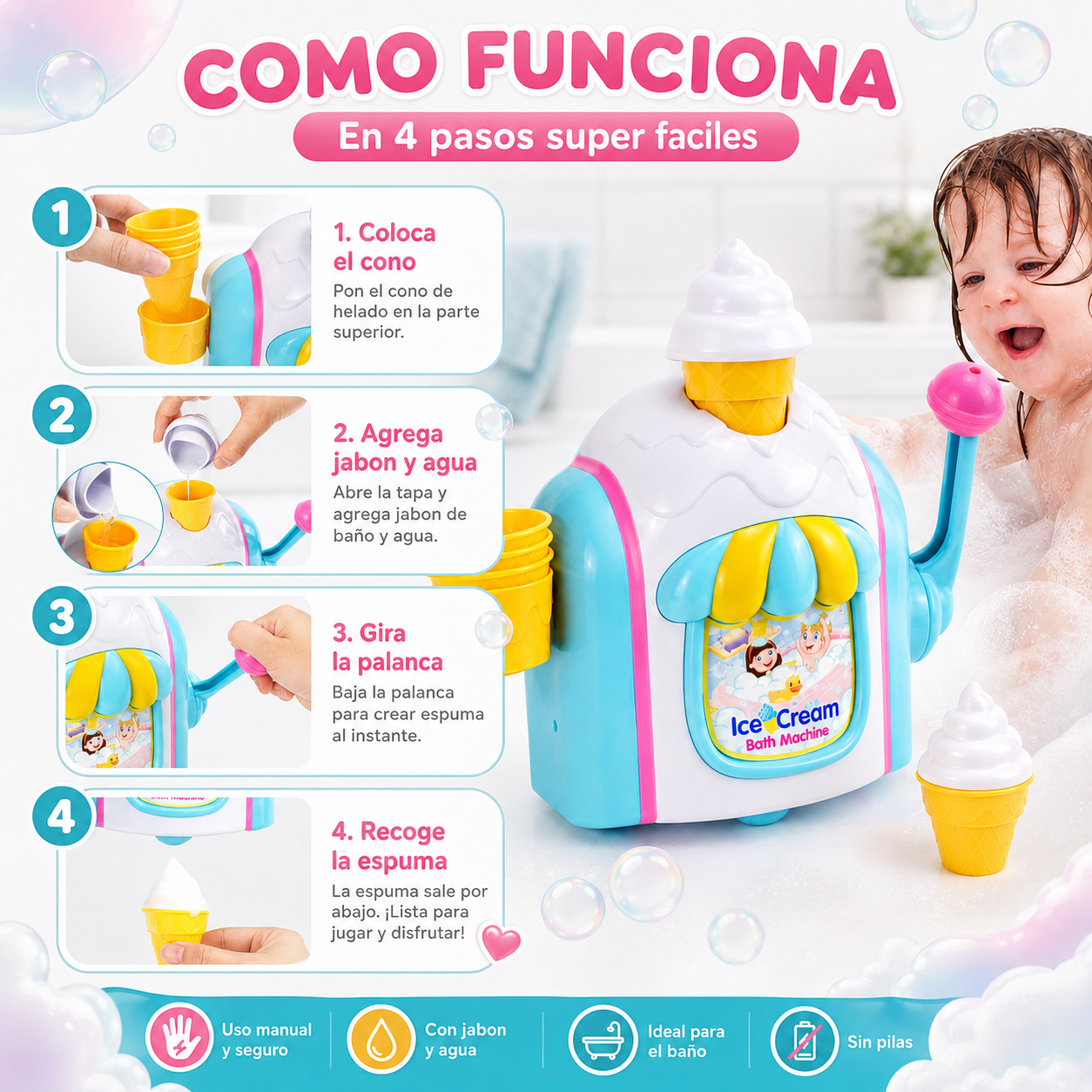 MÁQUINA DE HELADOS DE ESPUMA: CONVIERTE SU BAÑO EN UNA HELADERÍA