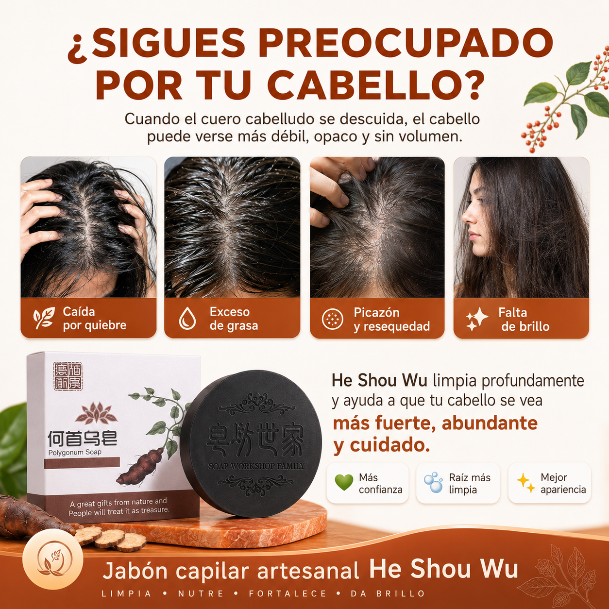 SHAMPOO COMPACTO: Menos quiebre, más fuerza y volumen