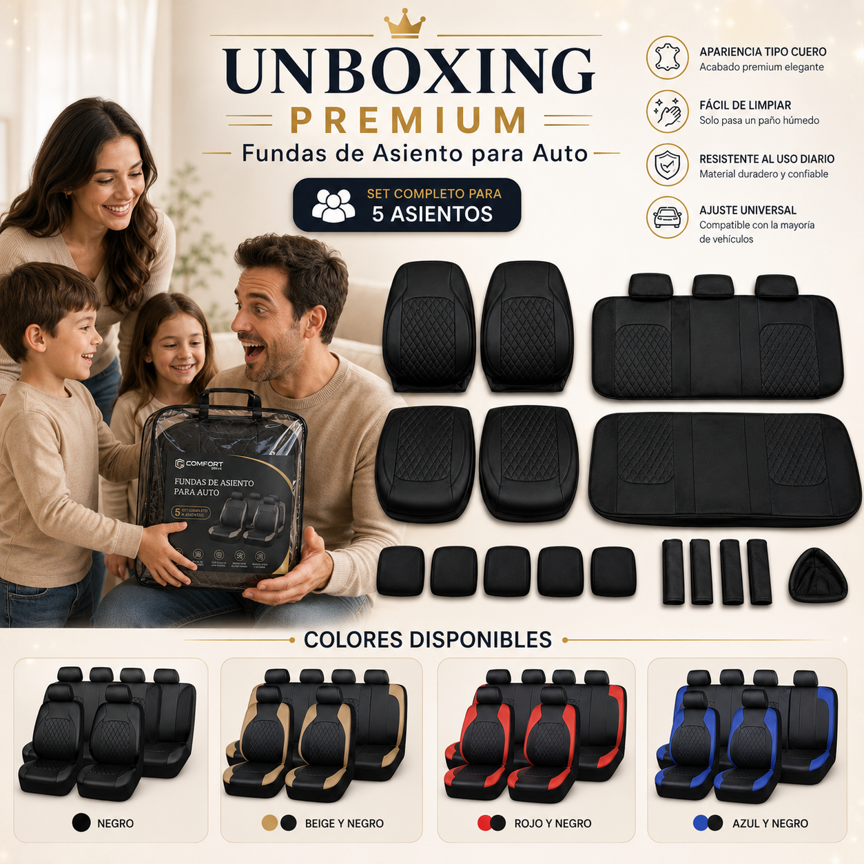 SET X5 FORROS: Para ese papá que quiere su carro limpio, cuidado y elegante
