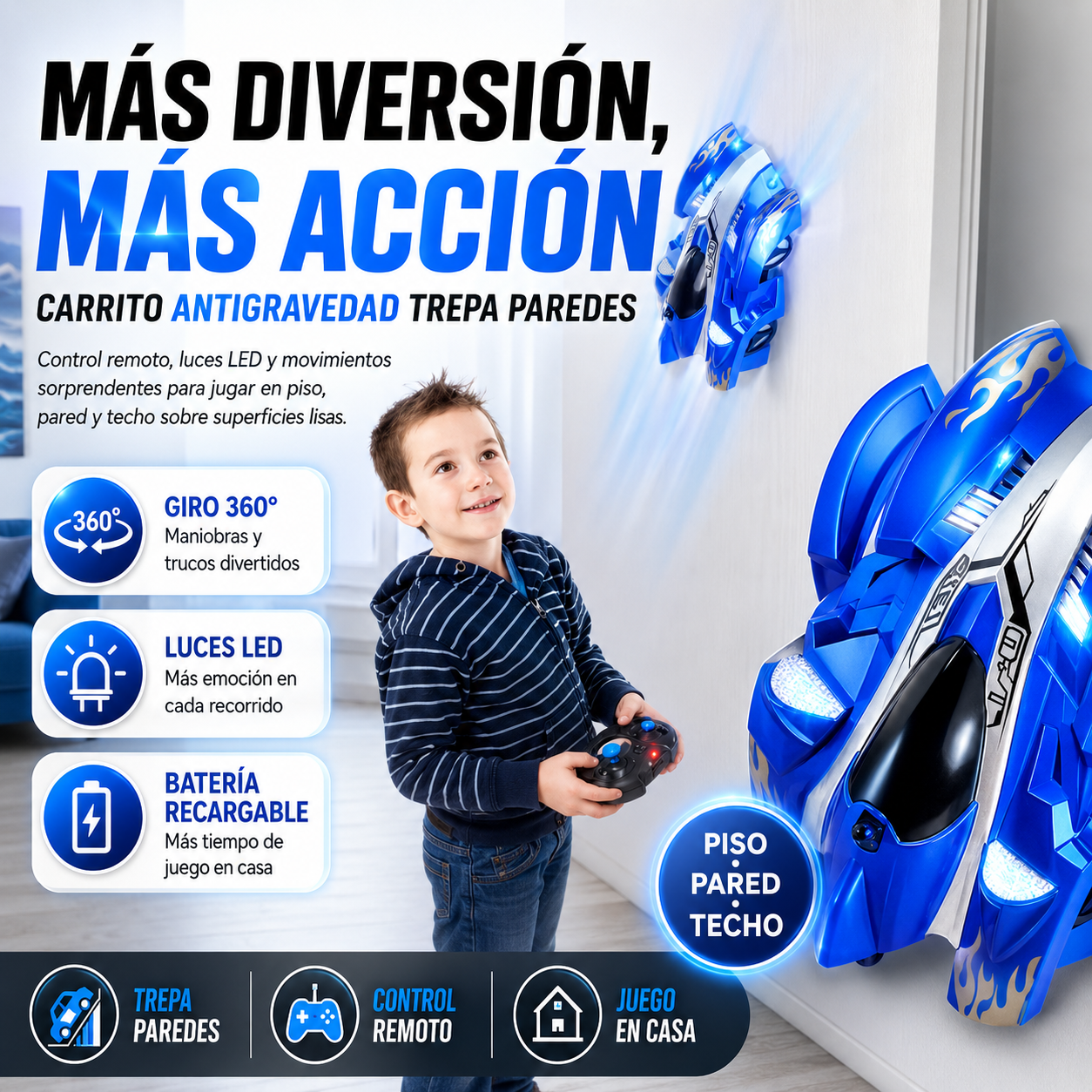 CARRITO ANTIGRAVEDAD TREPA PAREDES 360°