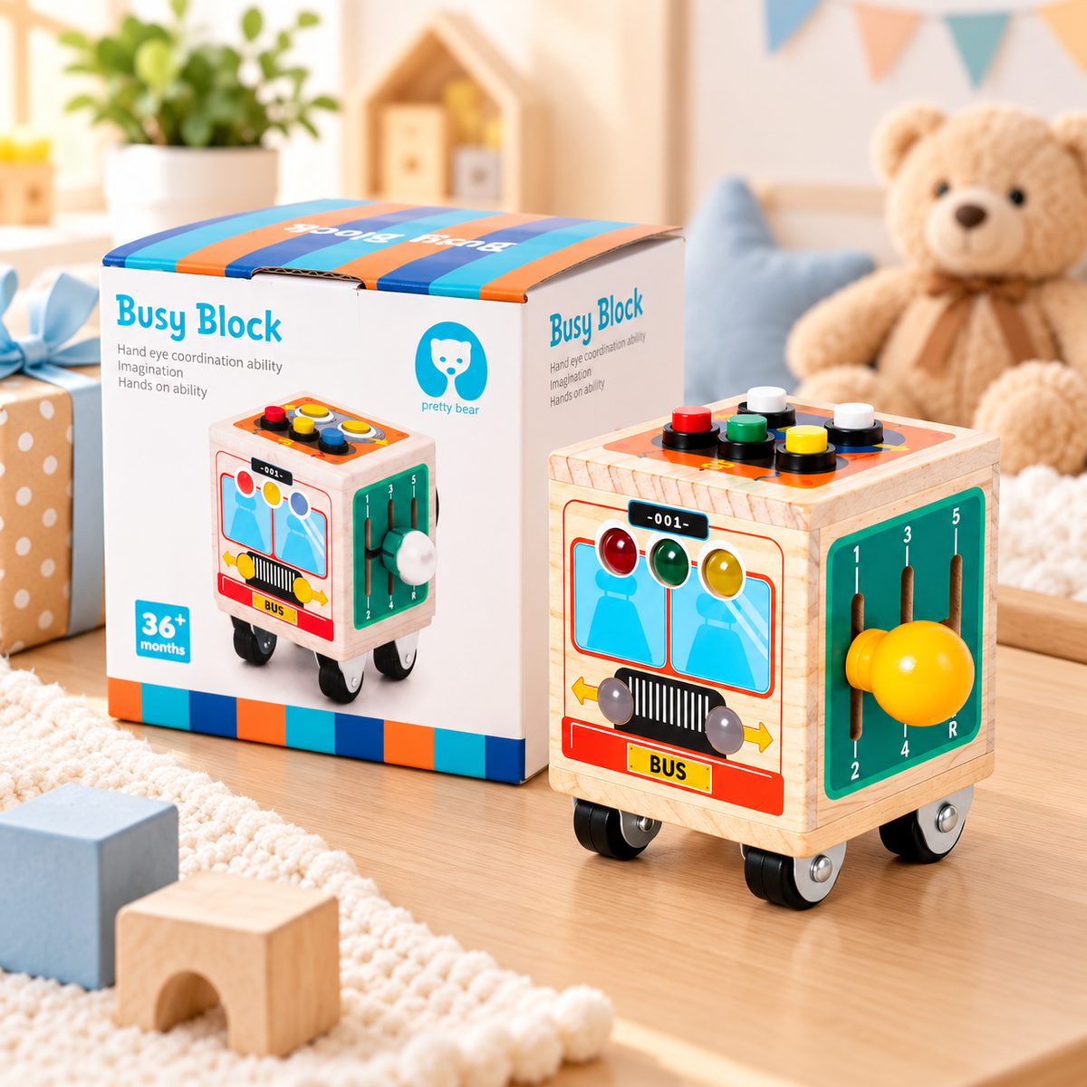Cubo Sensorial de Madera Tipo Montessori